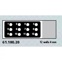 Teflon bevonatú tárgylemez, 12 x 4 mm számozott lyuk