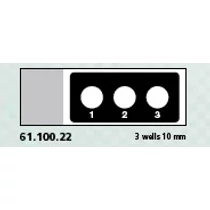 Teflon bevonatú tárgylemez, 3 x 10 mm számozott lyuk Teflon bevonatú tárgylemez, 3 x 10 mm számozott lyuk