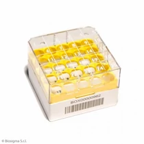 CRYO-tároló doboz,5 x 5 db/1 - 2 ml, 76 x 76 x 52 mm, 1D, sárga