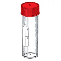 Mintavevő biológiai mintákhoz, 60 ml, álló, csavaros kupakkal, címkés