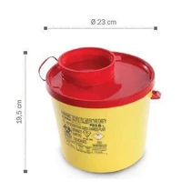 Tűledobó tartály, 5 literes, PP, 19,5x21,3cm, piros tetővel