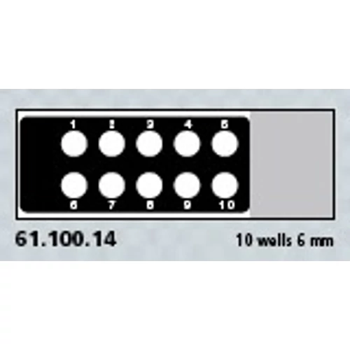 Teflon bevonatú tárgylemez, 10 x 6 mm számozott