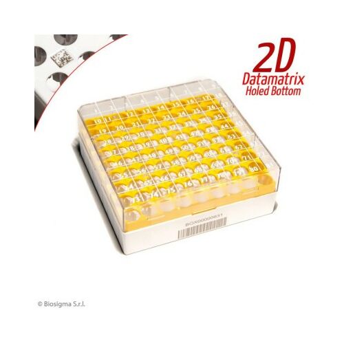 CRYO-tároló doboz,9x9db/1-2ml, sárga, bar+2D, 1 db