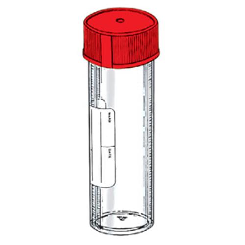 Mintavevő, biológiai mintákhoz, 60ml, álló, csavaros kupak, címkés, steril, PP, 