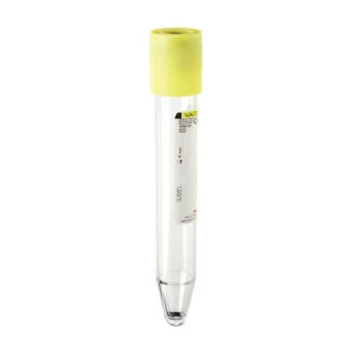 Vizelet vákuumcső, 9,5 ml, 16 x 100 mm, kónuszos, sárga kupakkal