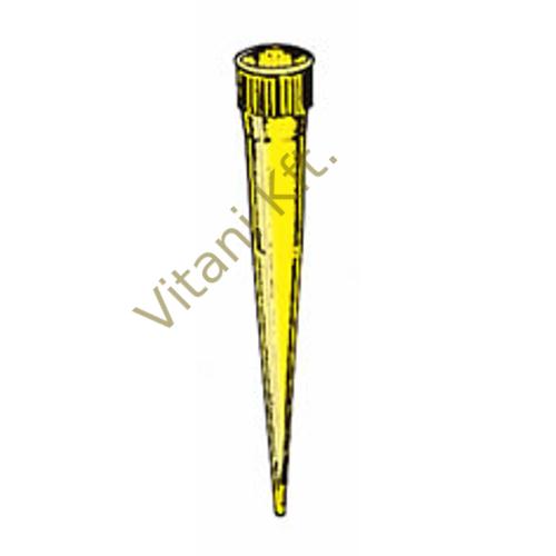 Pipettahegy, Eppenendorf-Brand-Socorex típusú, 0-200µl, sárga,
