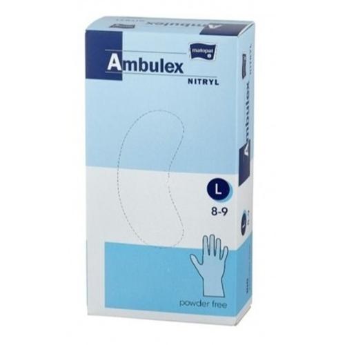 Kesztyû,nitril,L,púdermentes,kék,100x,Ambulex